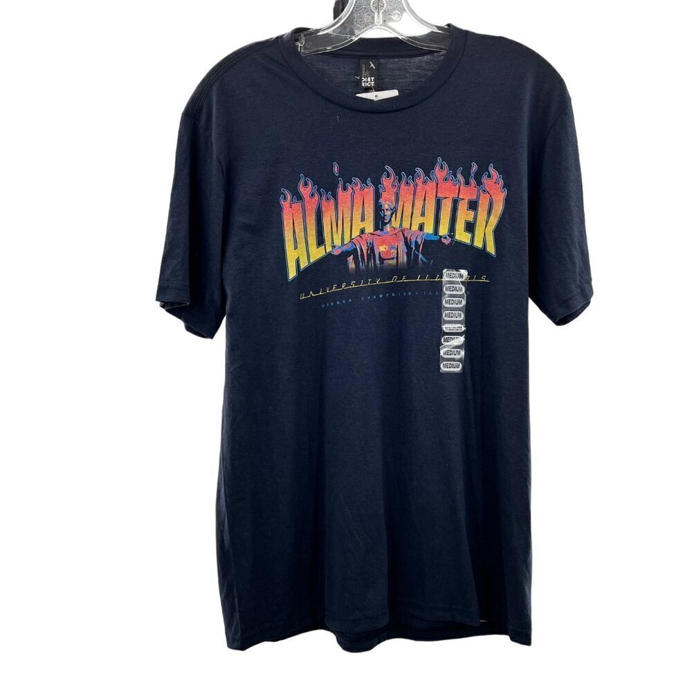 District Men's University of Illinois Alma Mater T-Shirt Navy/Multi Medium New